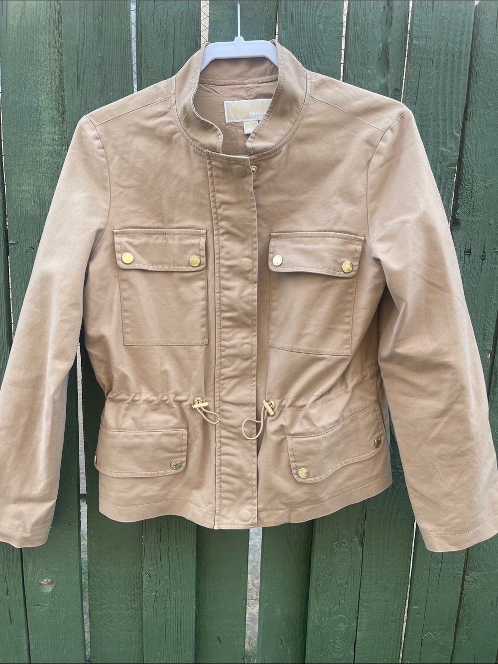 Michael Kors Beige Utility Drawstring Jacket